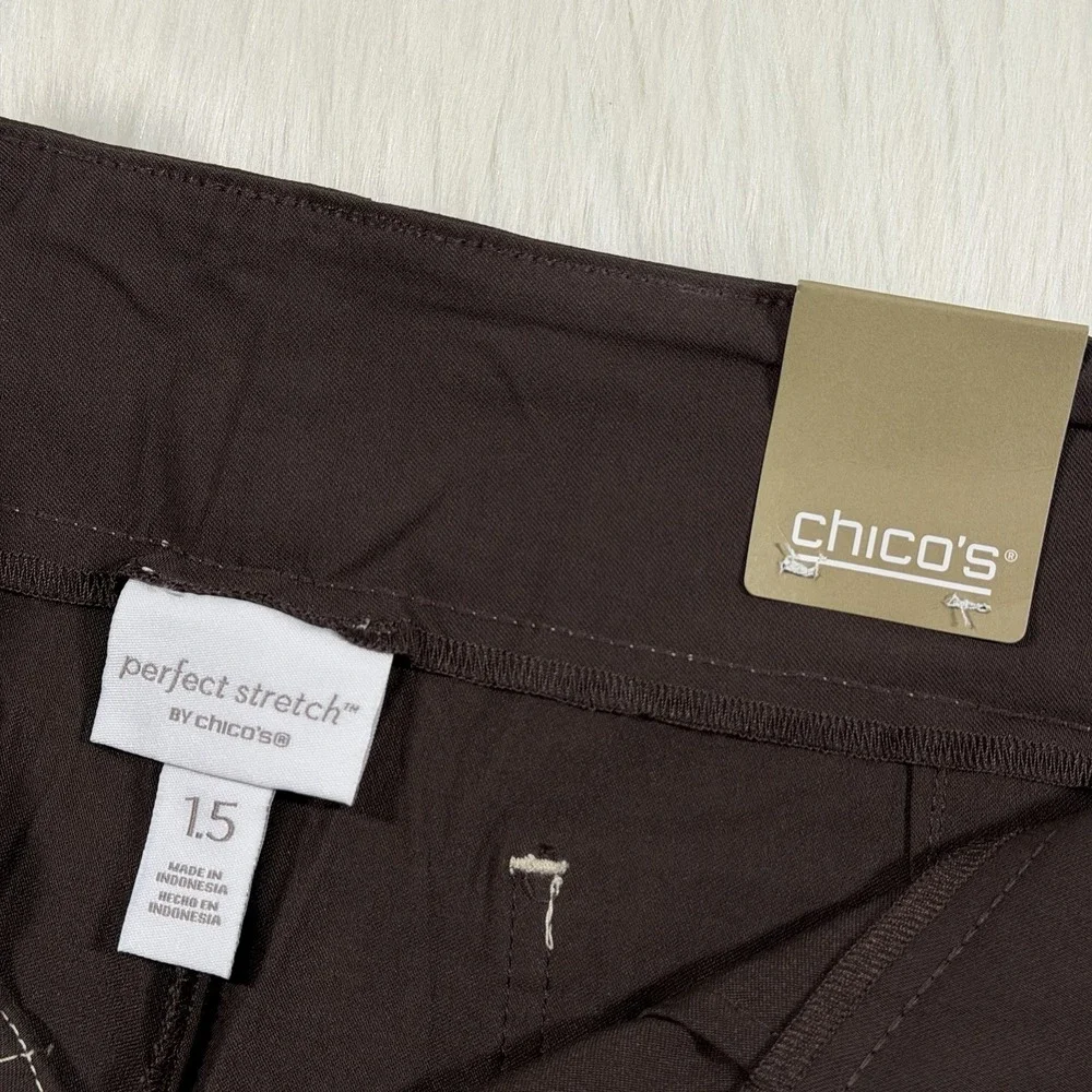 Chico's Women's Size 1.5 US 10 R Brown Perfect Stretch Wide Leg Ankle Pants